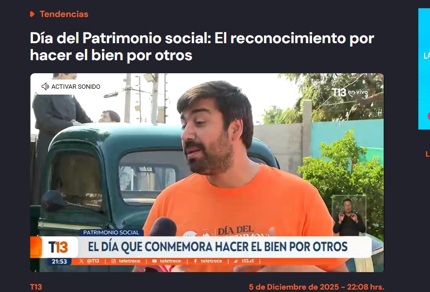 Día del Patrimonio social: “El reconocimiento por hacer el bien por otros” – Canal 13